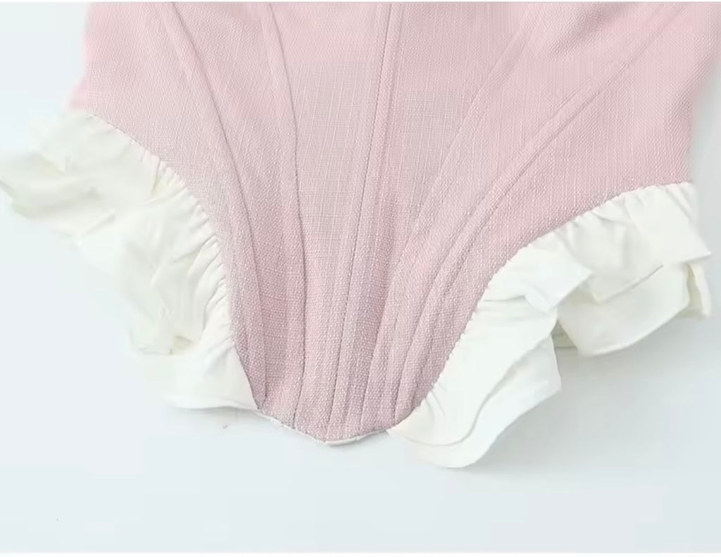 Corset Andamila-Corset Rosa con Volantes