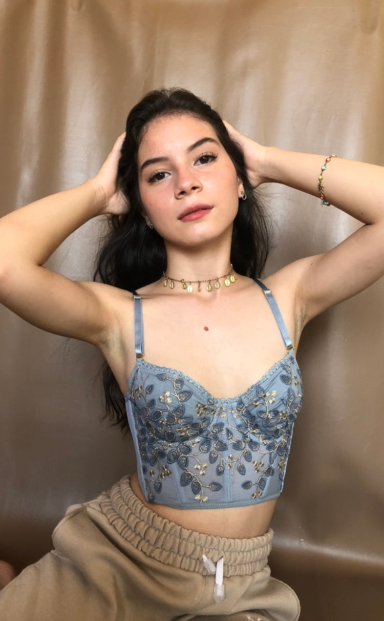 Crop top Madeline- Corset hojas brillantes