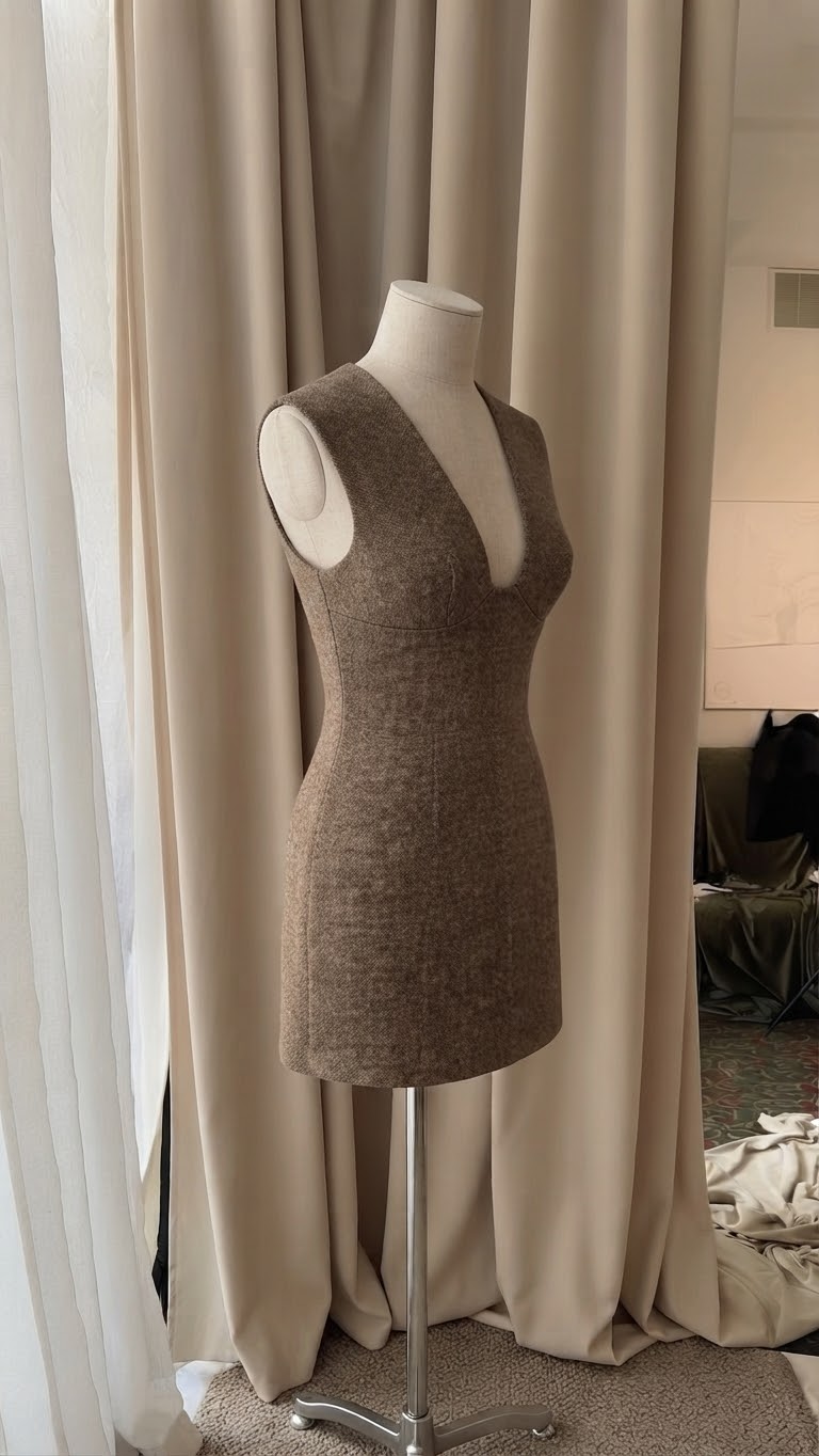 Vestido Recoleta Corto para Mujer, con Cuello en V, Cintura Ajustada