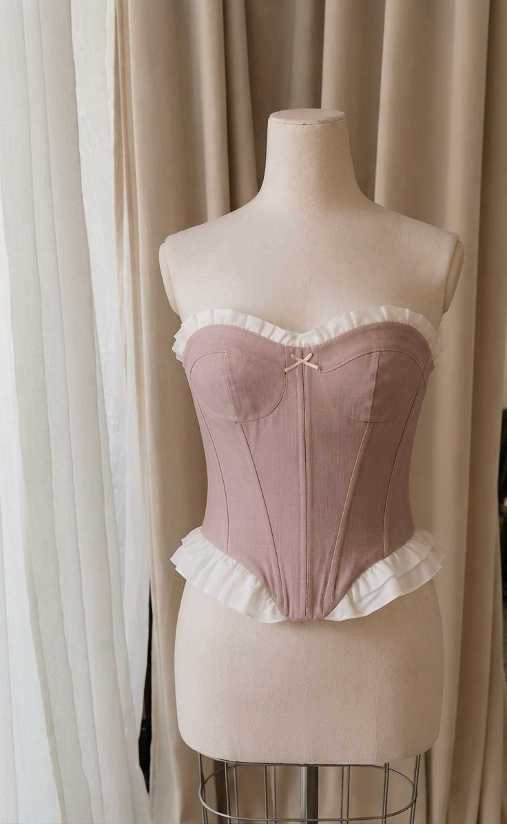 Corset Andamila-Corset Rosa con Volantes