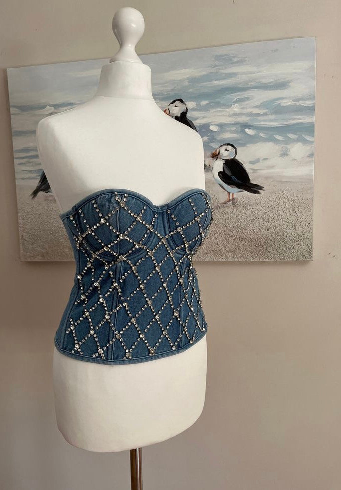 Corset Úrsula- Corset en Mezclilla con Pedrería