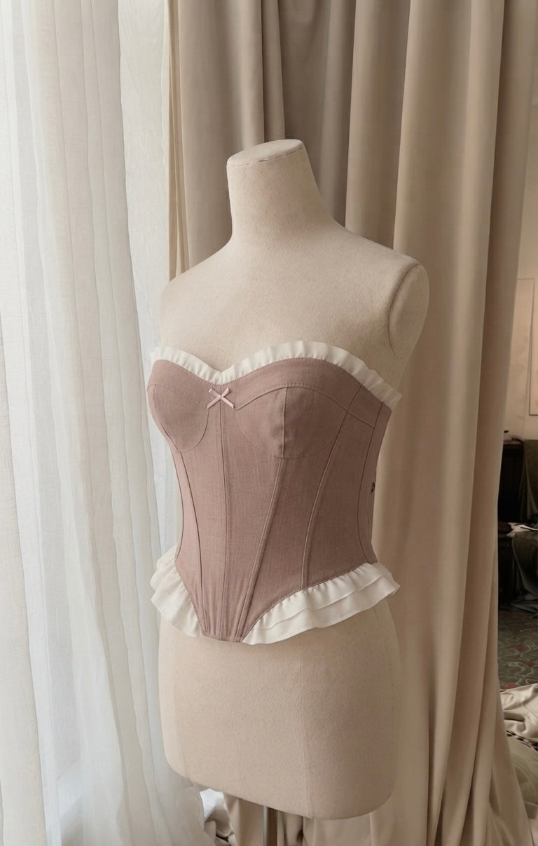 Corset Andamila-Corset Rosa con Volantes
