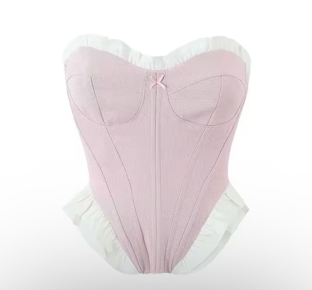 Corset Andamila-Corset Rosa con Volantes