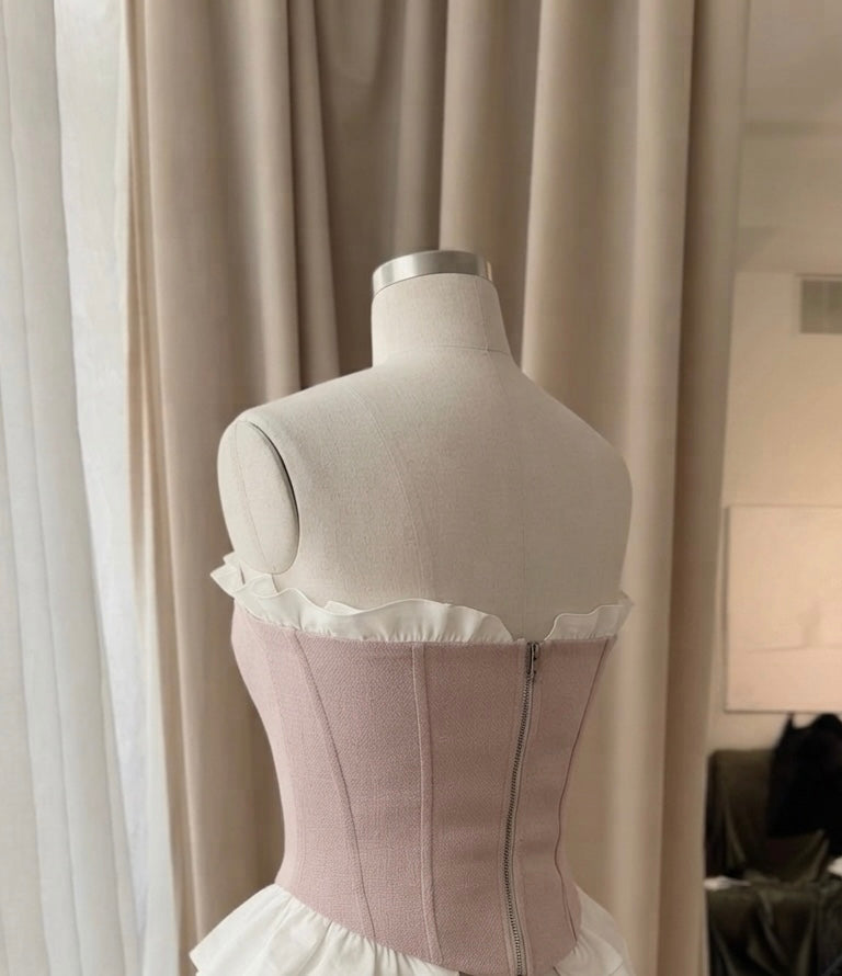Corset Andamila-Corset Rosa con Volantes