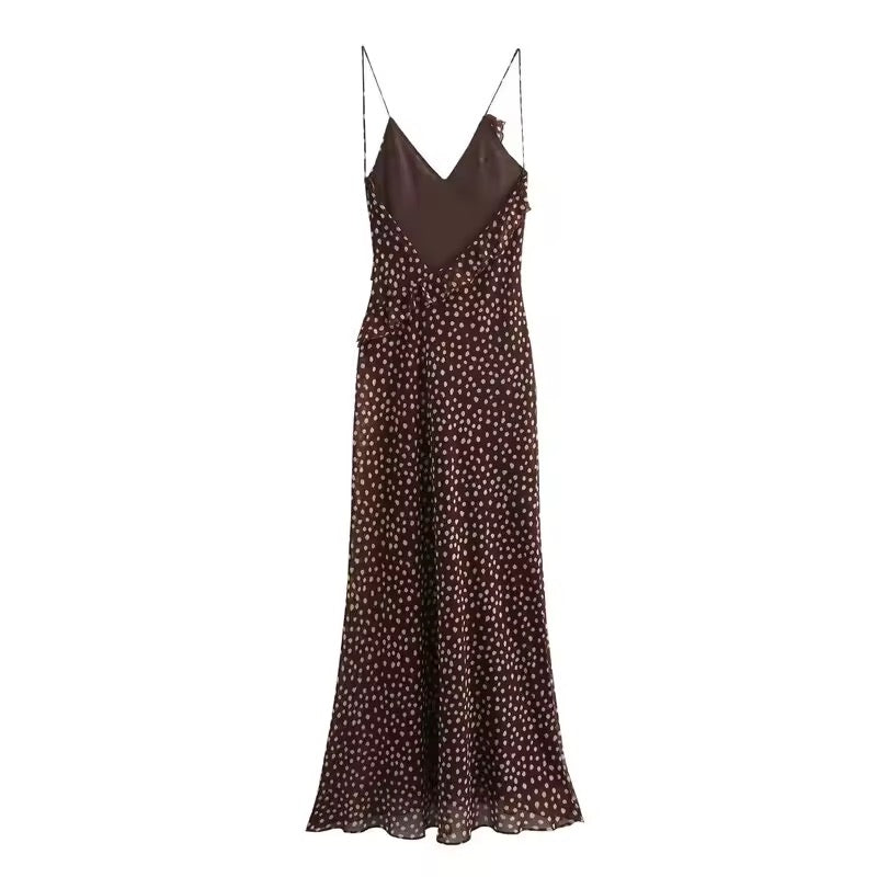 Vestido de Mujer con Estampado de Puntos, sin Mangas, con Tirantes-BAS