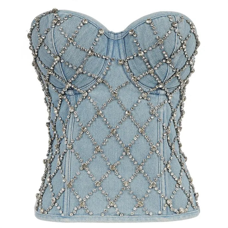 Corset Úrsula- Corset en Mezclilla con Pedrería