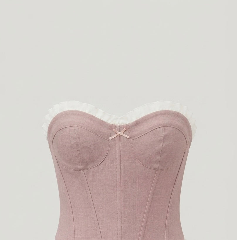 Corset Andamila-Corset Rosa con Volantes