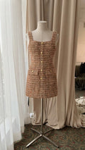 Vestido Belgrano Tipo Cece Ajustado Sin Tirantes color Marrón/Rosa