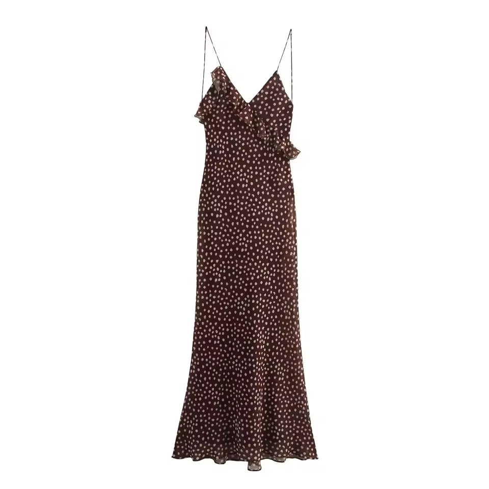 Vestido de Mujer con Estampado de Puntos, sin Mangas, con Tirantes-BAS