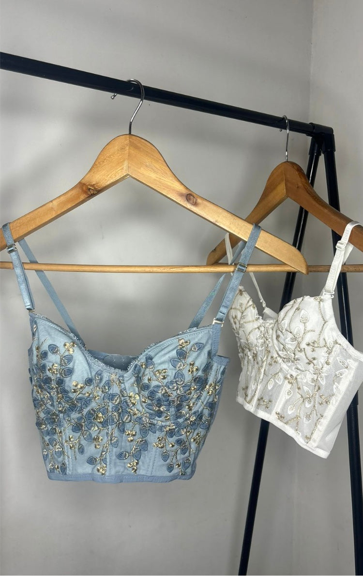 Crop top Madeline- Corset hojas brillantes