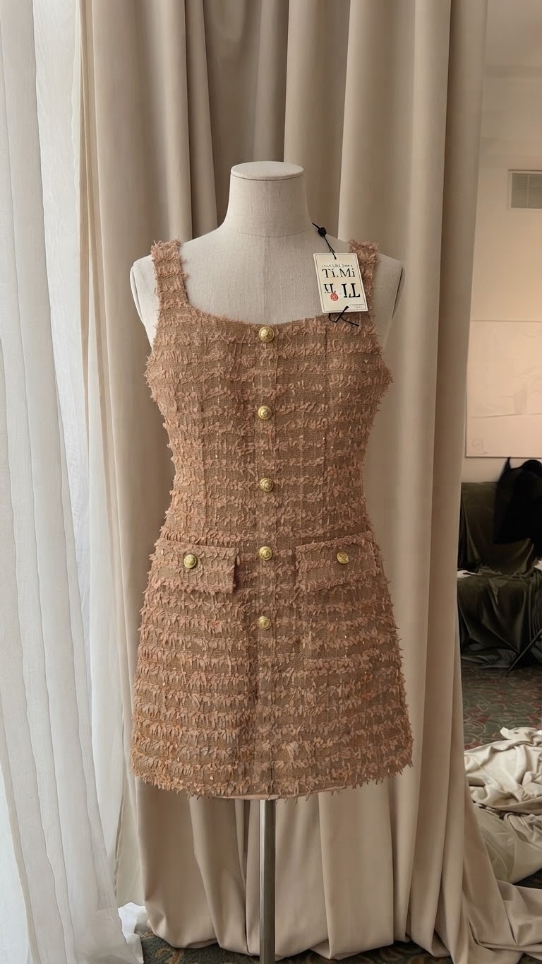 Vestido Belgrano Tipo Cece Ajustado Sin Tirantes color Marrón/Rosa