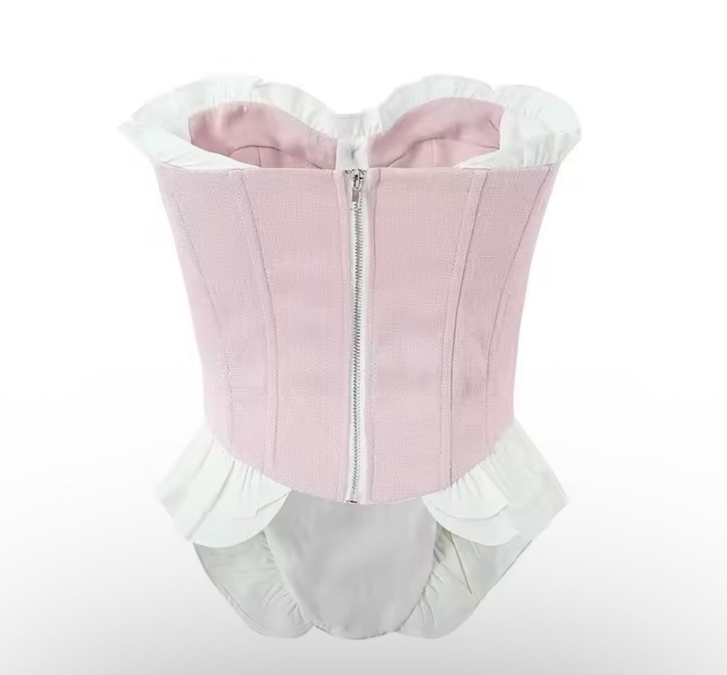 Corset Andamila-Corset Rosa con Volantes