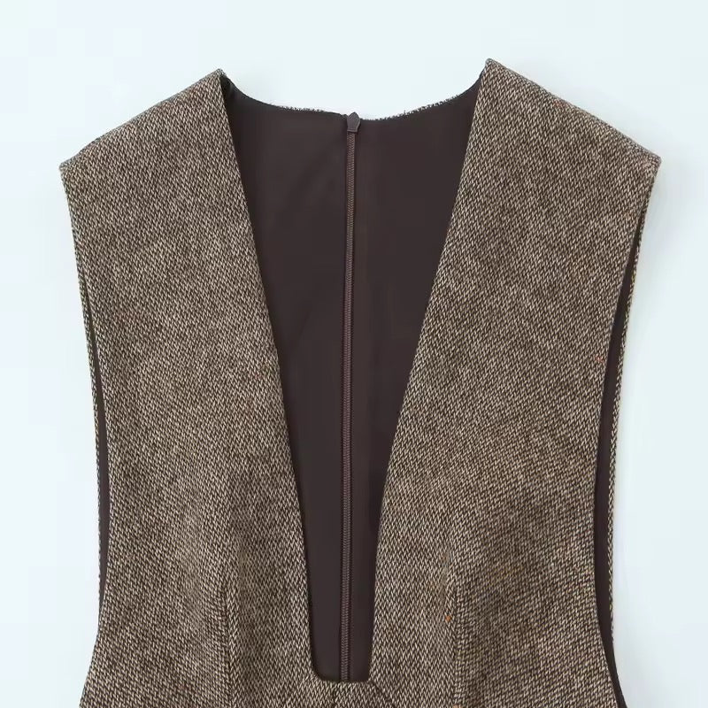 Vestido Recoleta Corto para Mujer, con Cuello en V, Cintura Ajustada