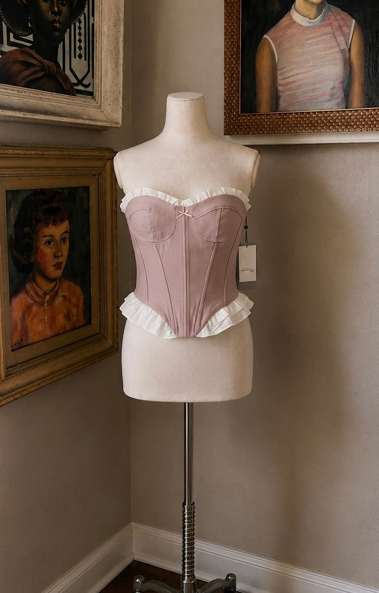 Corset Andamila-Corset Rosa con Volantes